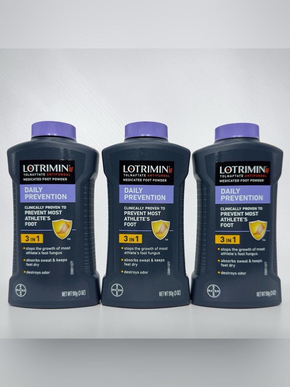 3 Pack Lotrimin AF Athletes Foot Daily Prevention Medicated Foot Powder EXP:9/27